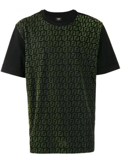 Fendi Logo Print Panel T-shirt In Black