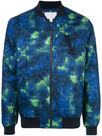 Ports V Dye Detail Bomber Jacket In Blue