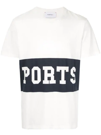 Ports V Logo Stripe T-shirt In White