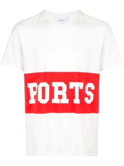 Ports V Logo Stripe T-shirt In White
