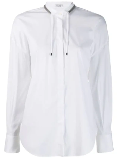 Brunello Cucinelli Drawstring Long-sleeve Shirt In White