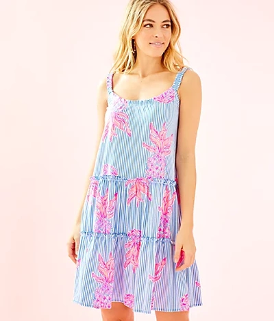Lilly Pulitzer Loro Swing Dress In Corsica Blue Toucan Party