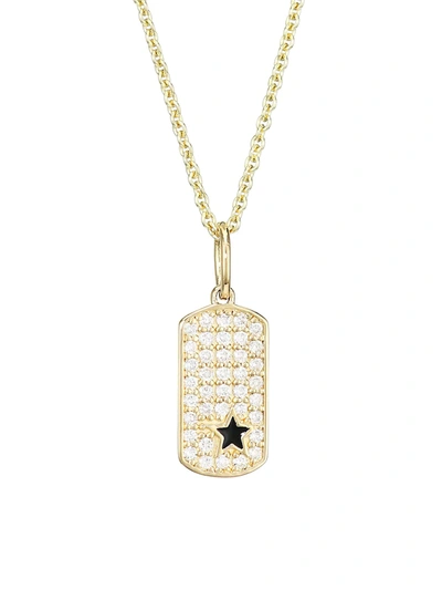Sydney Evan 14k Yellow Gold, Diamond & Star Enamel Pendant Necklace
