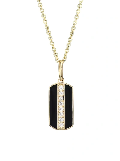 Sydney Evan Women's Diamond, Black Enamel & 14k Yellow Dog Tag Pendant Necklace In Gold
