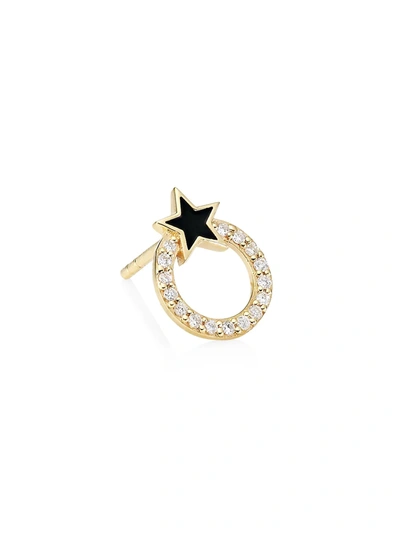 Sydney Evan Women's 14k Yellow Gold, Diamond & Enamel Star Circle Stud Earring