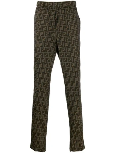 Fendi Ff Relaxed-fit Trousers In Brown