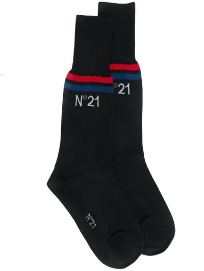 N°21 Nº21 Logo Print Socks - Black