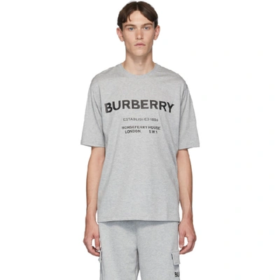 Burberry Horseferry Print Cotton T-shirt In Pale Grey Melange