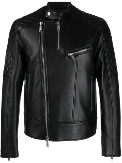 Dsquared2 Padded Shoulders Biker Jacket In Black