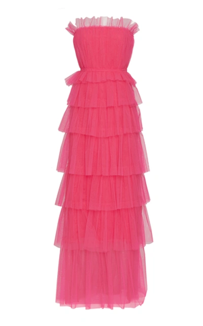 Carolina Herrera Tiered Ruffle Maxi-dress In Pink