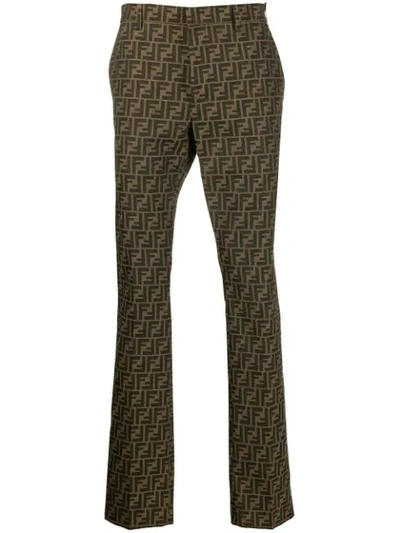 Fendi Monogram Tailored Trousers In Brown