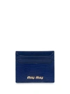 Miu Miu Lizard-print Cardholder In F0021 Ink Blue