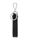 Prada Textured Leather Keyring In Black