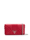 Prada Diagramme Quilted Mini Bag In Red