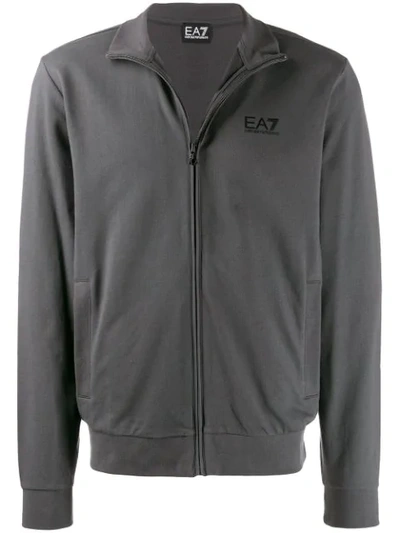 Ea7 Zip-up Logo Jacket In Grey