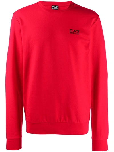 Ea7 Printed Logo Sweatshirt In Red