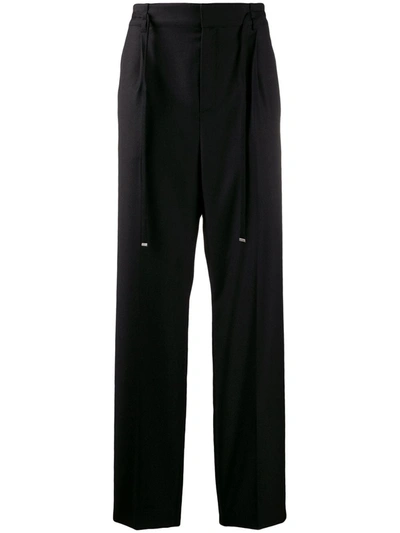 Saint Laurent Belted Tailored Trousers In Black