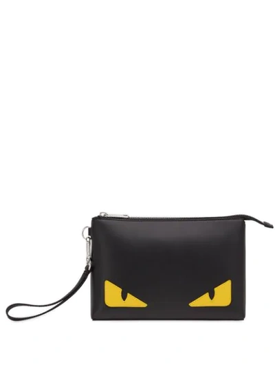 Fendi Bag Bugs Medium Pouch In Black,yellow