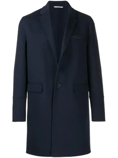 Valentino Single Breasted Wool Coat In Blue