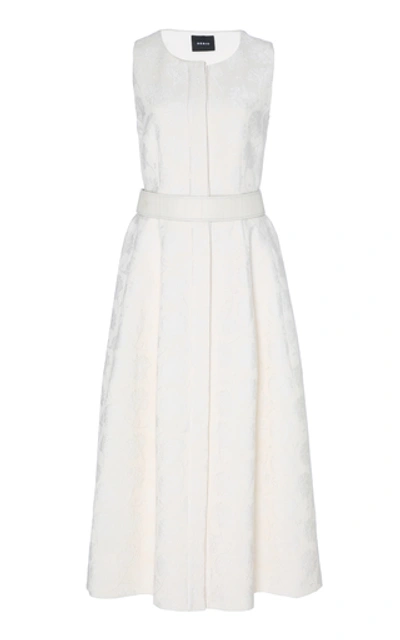 Akris Belted Jacquard Midi Dress In White