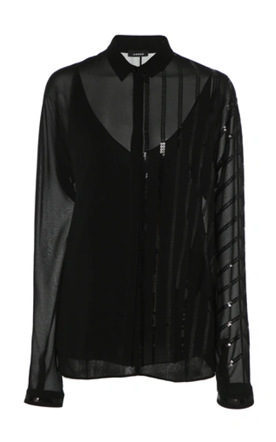 Akris Sequined-embellished Silk-georgette Blouse In Black