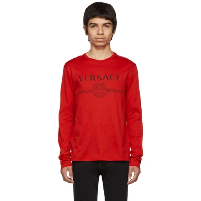 Versace Logo Long Sleeve T-shirt In A041 Red