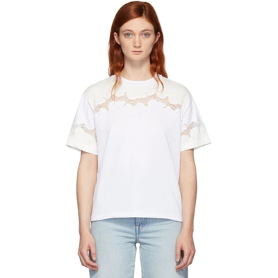 3.1 Phillip Lim / フィリップ リム Lace Insert Satin T-shirt In White