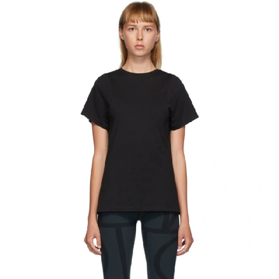 Totême Toteme Monogram-embroidered Curved T-shirt In Black