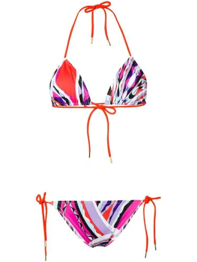 Emilio Pucci Burle Print Triangle Bikini In Pink