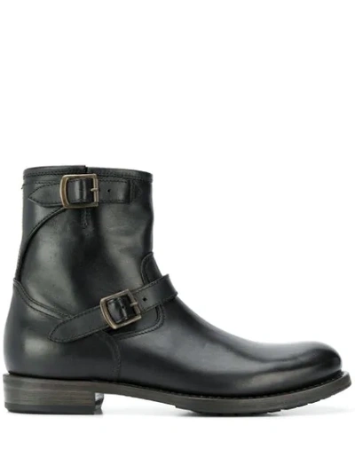 Project Twlv 'lowrider' Buckled Leather Boots In Black