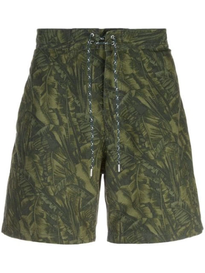 Apc Eli Palm Print Shorts In Green