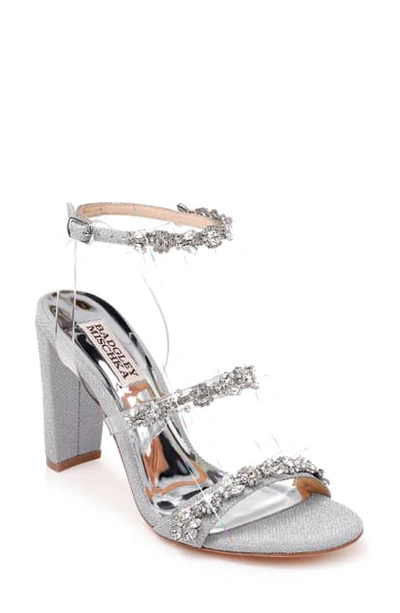 Badgley Mischka Women's Adel Crystal Embellished Block Heel Sandals In Silver Glitter
