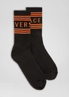 Versace 1990s' Vintage Logo Socks In Black