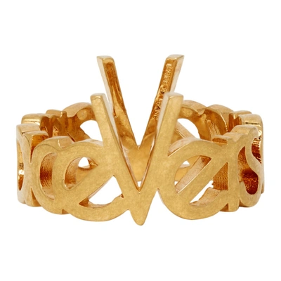 Versace Gold Vintage Logo Ring In Kot Gold