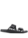 Versace Logo-detailed Webbing And Rubber Sandals In Black