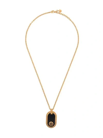 Versace Gold & Black Medusa Resin Oval Pendant Necklace