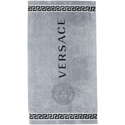 Versace Underwear Grey Logo Towel In A001 White