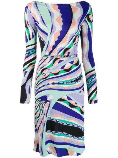 Emilio Pucci Burle Print Fitted Dress In Green