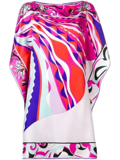 Emilio Pucci Printed 1/2-sleeve Silk Short Dress In Pink