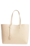 Saint Laurent East West Calfskin Shopping Tote Bag In Poudre