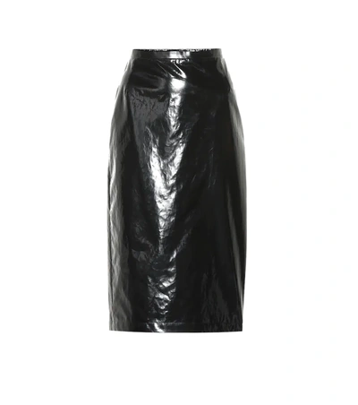 N°21 Lacquered Cotton Pencil Skirt In Black