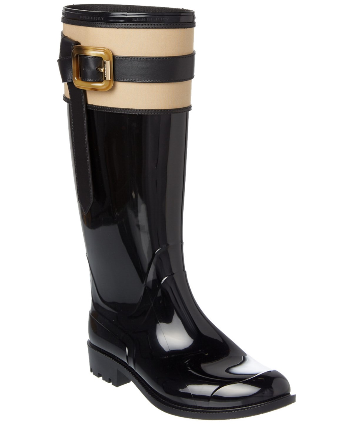 Burberry Wallswood Belted Equestrian Rain Boot In Black | ModeSens