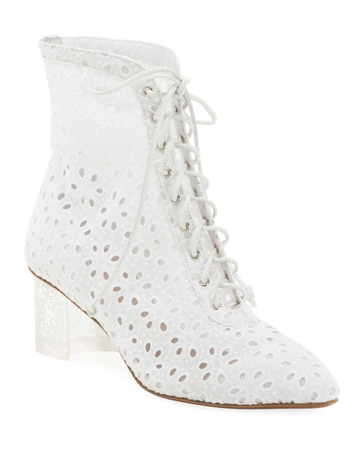 Alaïa Floral-lace 50mm Booties In White