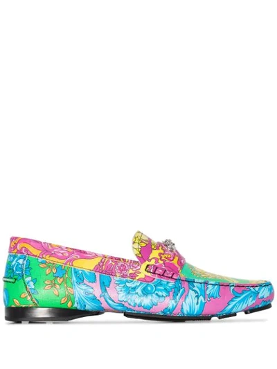 Versace Baroque Print Loafers In Multicoloured