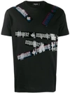 Dsquared2 Logo-tape Print Cotton T-shirt In Black