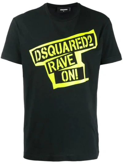 Dsquared2 Rave On Cotton T-shirt In Black
