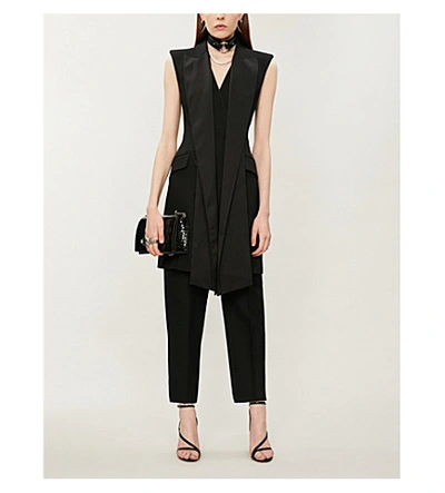 Alexander Mcqueen Sleeveless Wool-blend Coat In Black