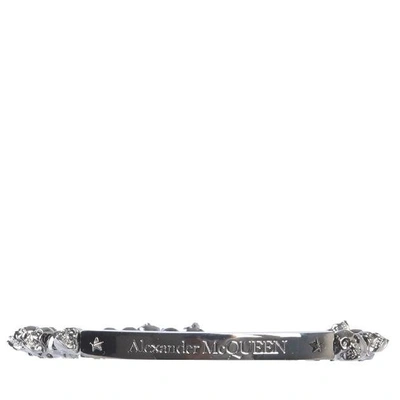 Alexander Mcqueen Skull Bracelet In Grey