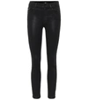 7 For All Mankind Roxanne Mid-rise Coated Skinny Jeans In Black