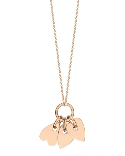 Ginette Ny 18k Rose Gold Angele 3-mini Hearts Pendant Necklace